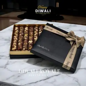Divine Box from AARAYA® Diwali Gifts Collection, featuring 45 premium salted nuts chocolates in an elegant divine-finish gift box, perfect for luxurious Diwali gifting.