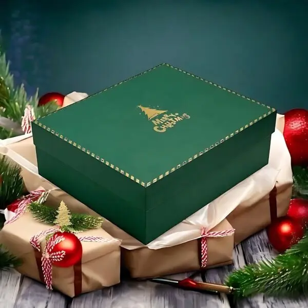 Magical Festive Chocolate Hamper by AARAYA® featuring handcrafted luxury chocolate figurines, including Santa Claus, reindeer, snowman, and more, elegantly packaged in a premium hamper box, perfect for Christmas gifting and celebrations.