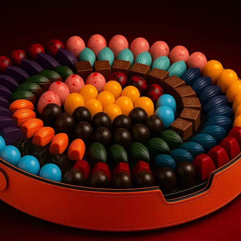 AARAYA® Magnifique Chocolate Art Tray featuring 134 handcrafted signature chocolates in assorted gourmet flavors, elegantly arranged in a luxury presentation tray for premium gifting in Dubai.