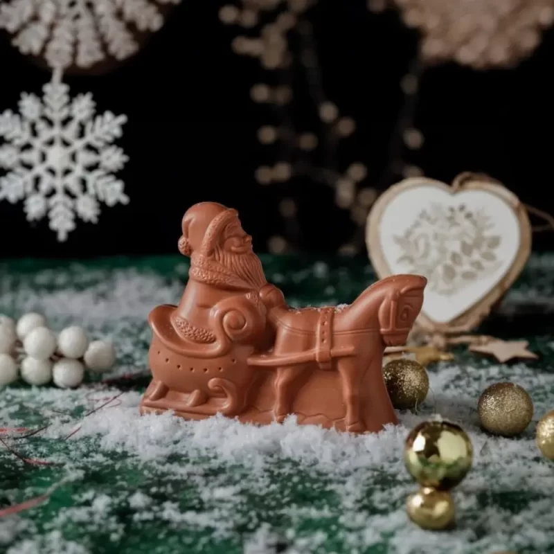 AARAYA Santa on sleigh chocolate figurine handcrafted luxury Christmas chocolate