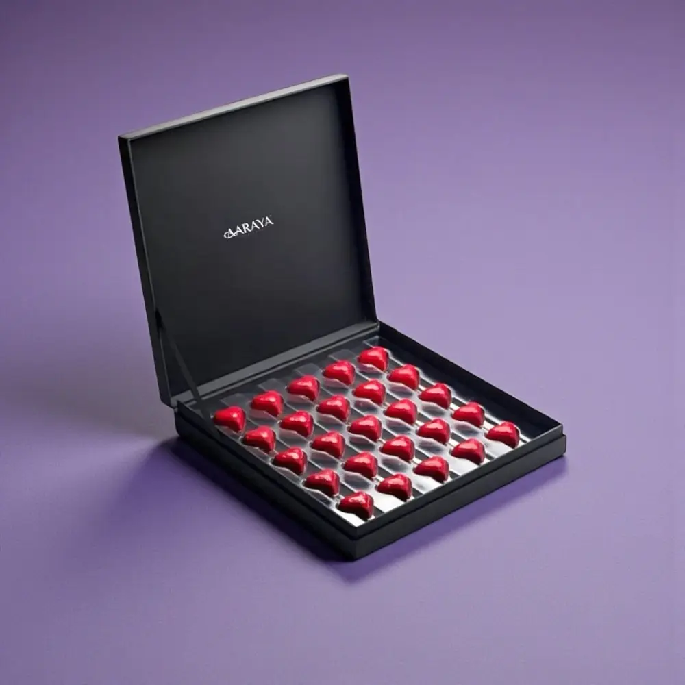 AARAYA® Premium Valentine’s Chocolate Box with Pink Rose Hatbox - Image 2