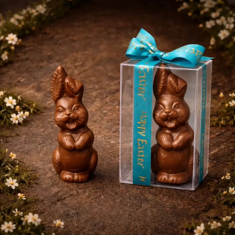 Premium Bunny Standing 12 CM luxury Easter chocolate by AARAYA in elegant gift packaging with ribbon