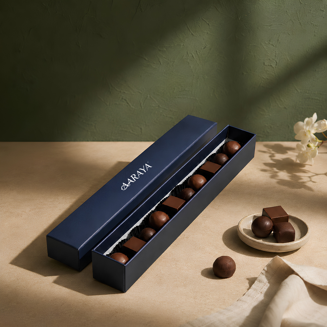 AARAYA Signature Coffee Collection 120g featuring Turkish Coffee, Arabic Coffee, and Espresso flavoured chocolates