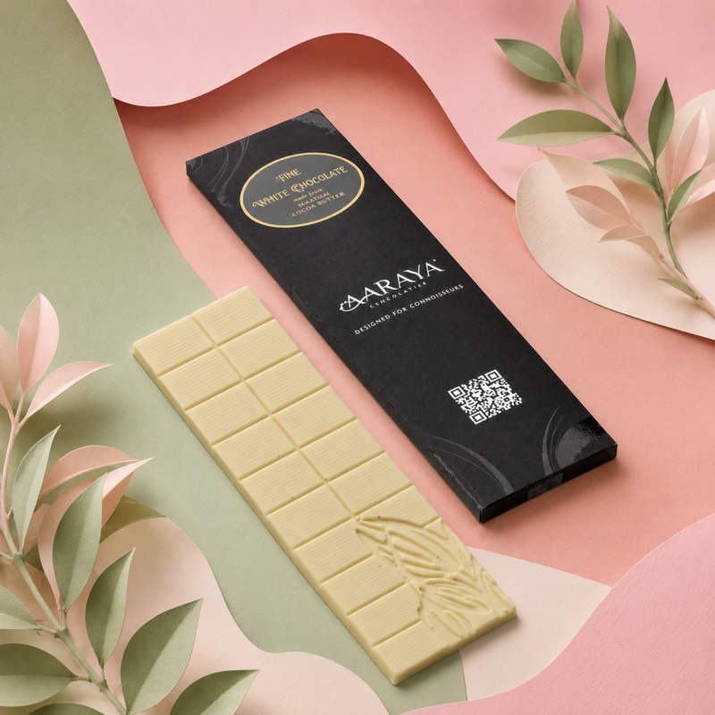 AARAYA White Chocolate Bar 100g in premium black packaging
