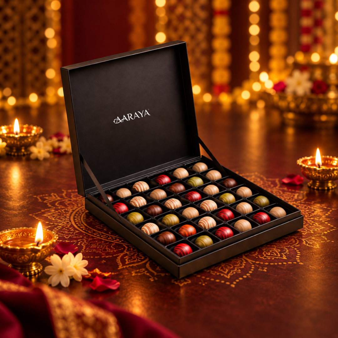 AARAYA Luxury Truffle Chocolate Gift Box Royal Collection with assorted filled chocolate truffles