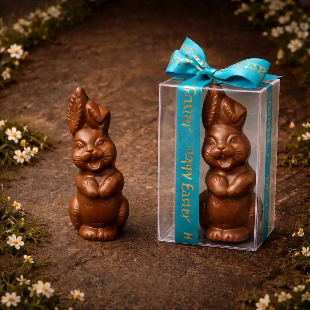 Premium Bunny Standing 12 CM luxury Easter chocolate by AARAYA in elegant gift packaging with ribbon
